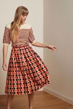 Suzette Pleat Skirt Rapezzi Black King Louie
